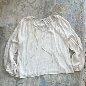 Miou Muse cream silky peasant style blouse🌸